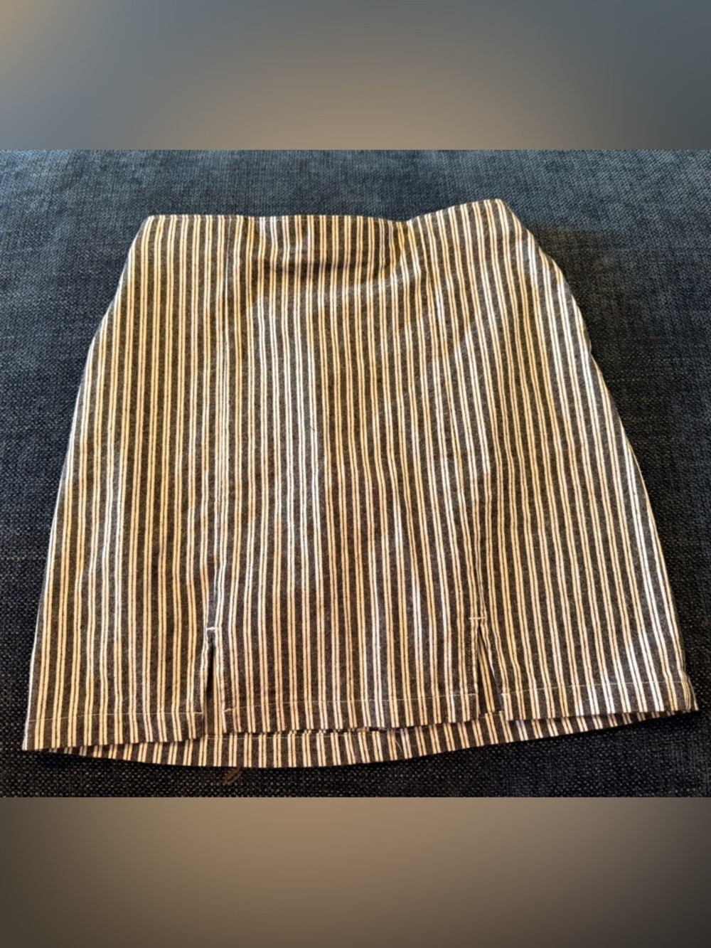 Hollister Gray and White Vertical Stripe Mini Skirt